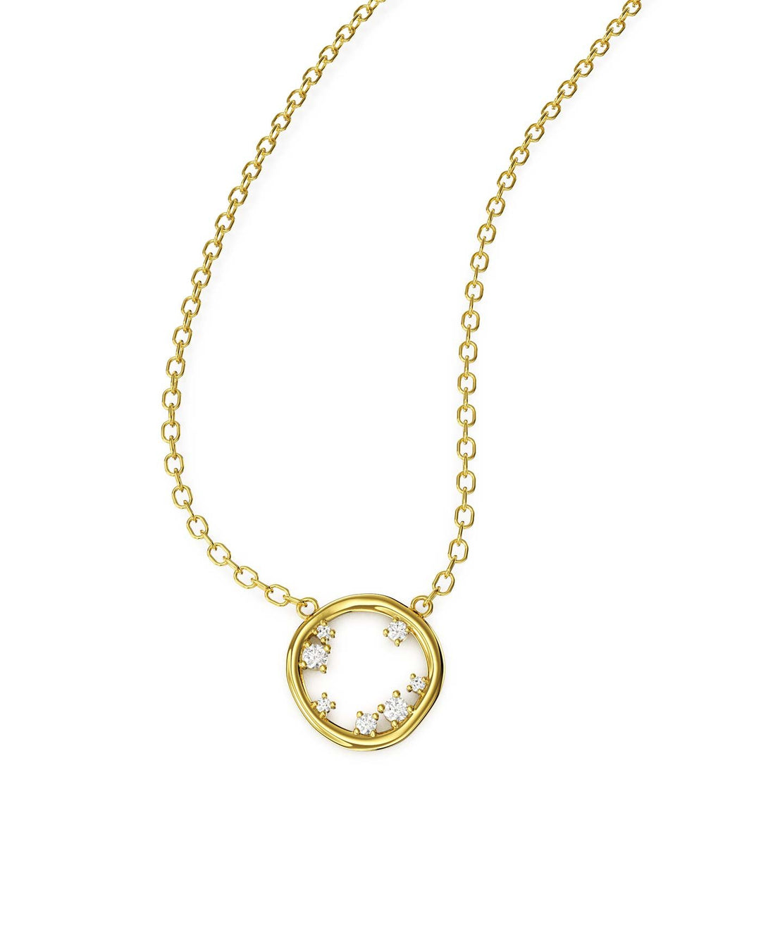 collana in argento placcato oro con cerchio vuoto irregolare