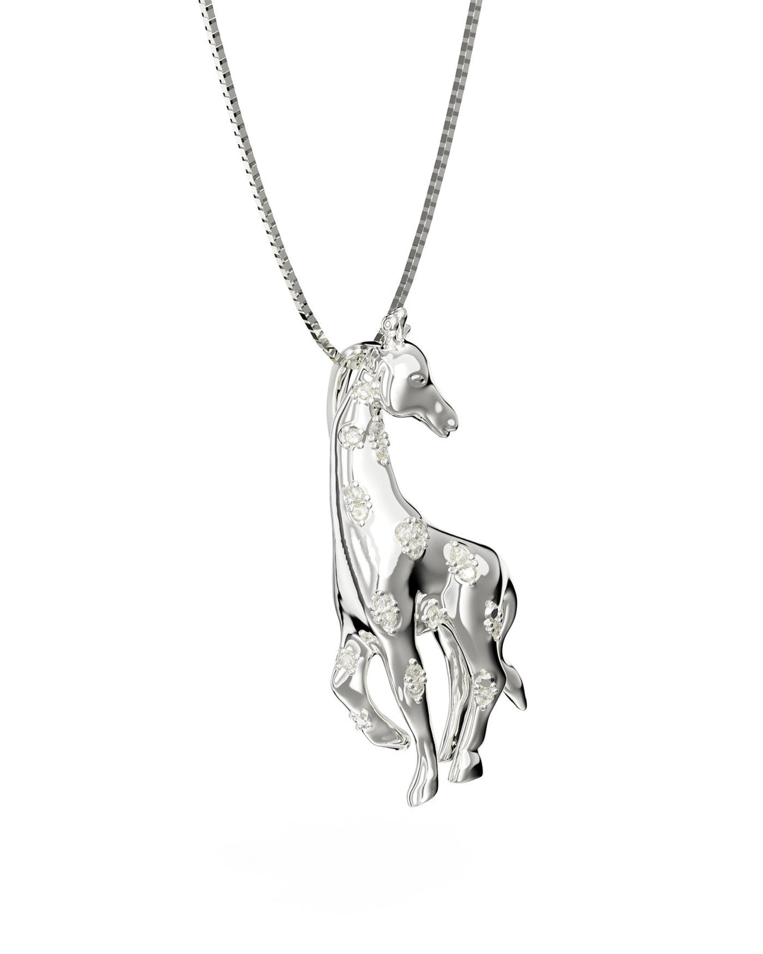 collana giraffa argento di lato