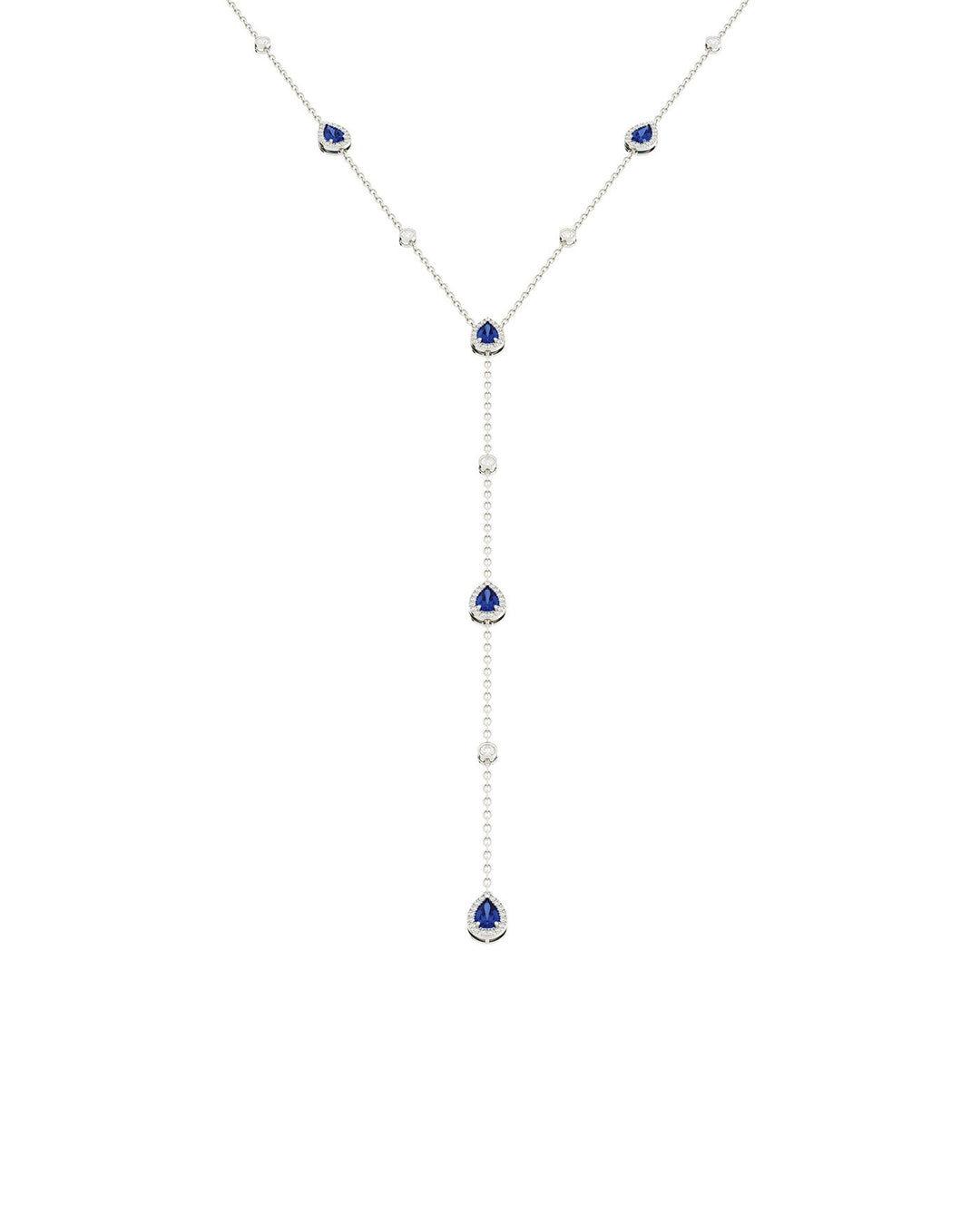 collana a y con pietre blu argento