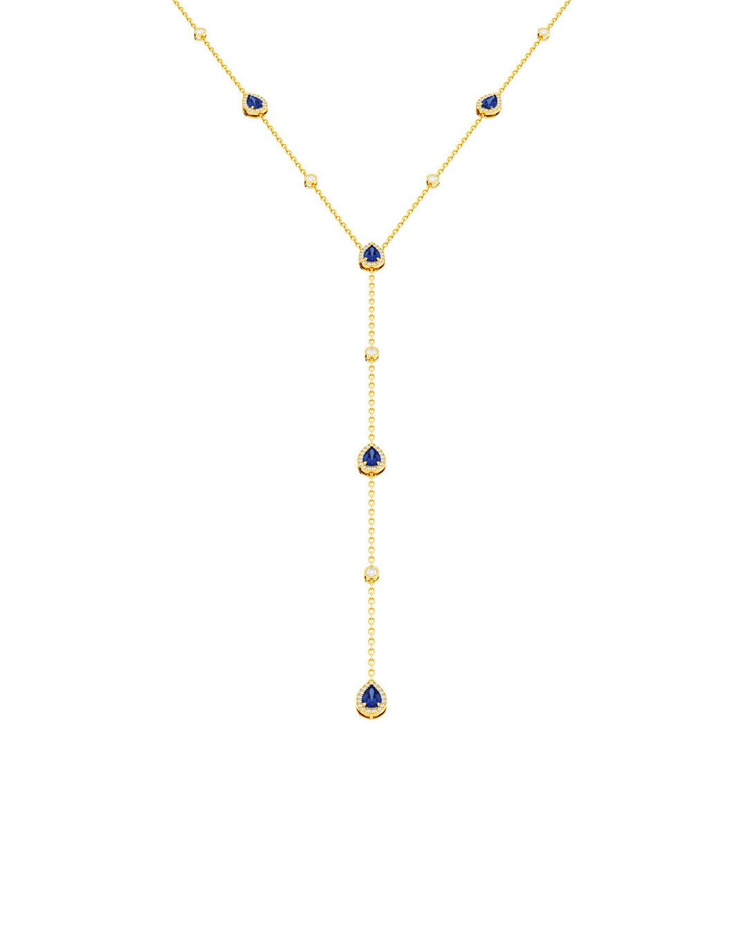 collana a y con pietre blu oro