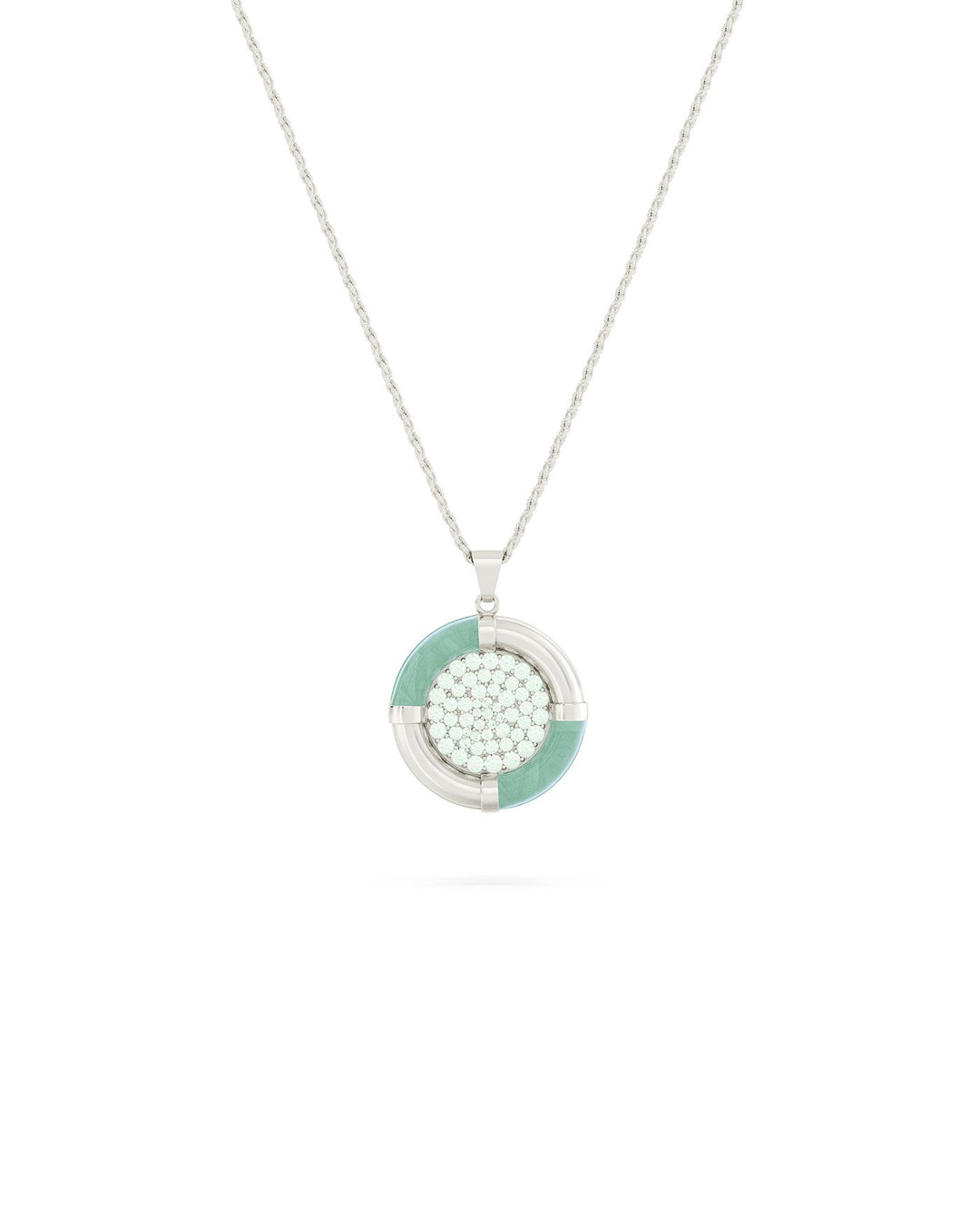 collana con ciondolo verde salvia vintage argento