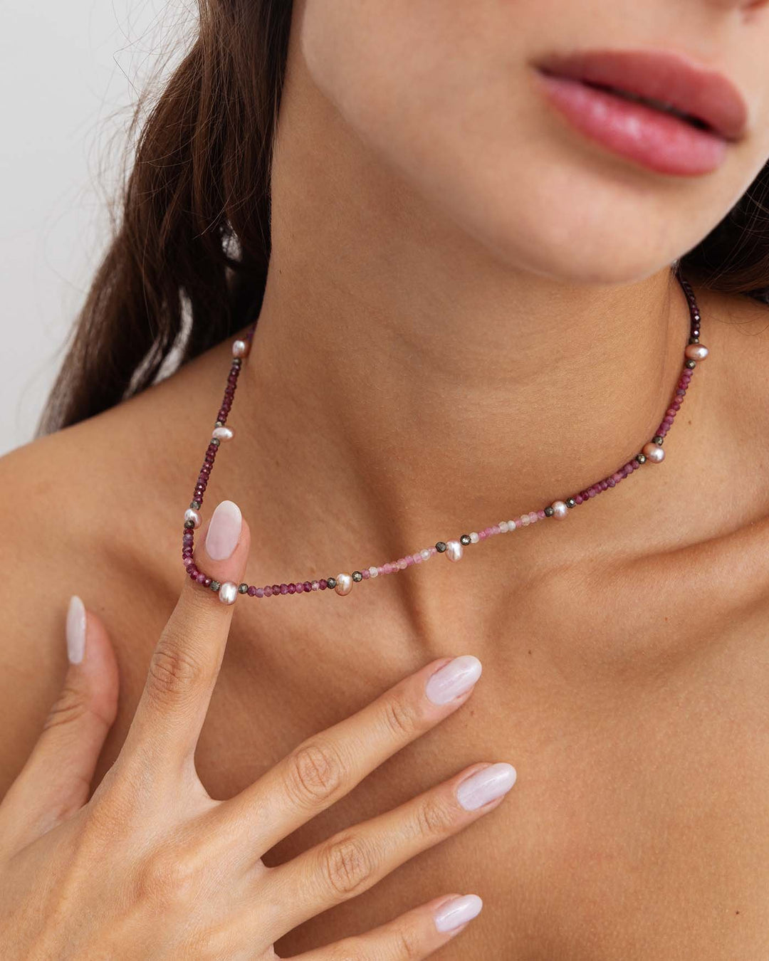 collana rosewood argento indossata