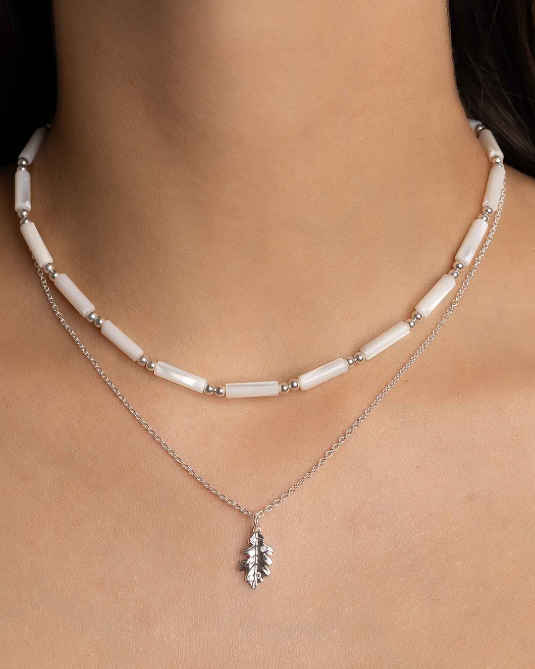 collana shelly argento abbinata alla collana oak argento