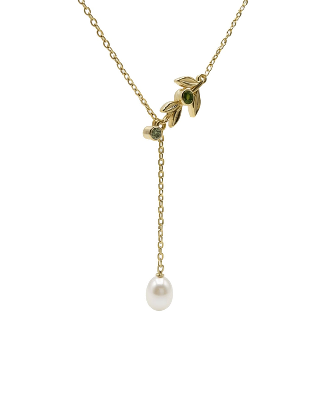 Collana Pendente Rametto di Ulivo con Perla in Argento