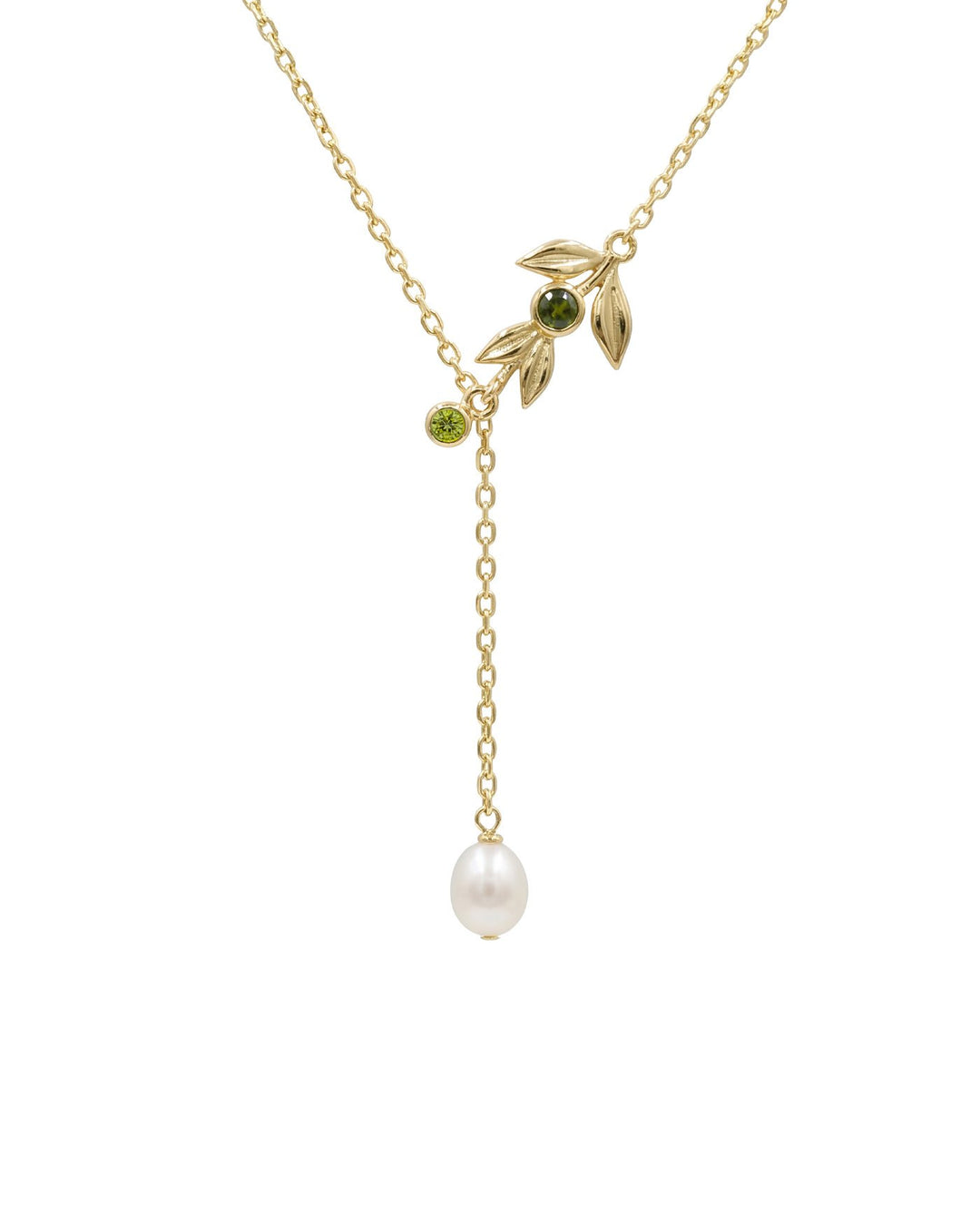 Collana Pendente Rametto di Ulivo con Perla in Argento