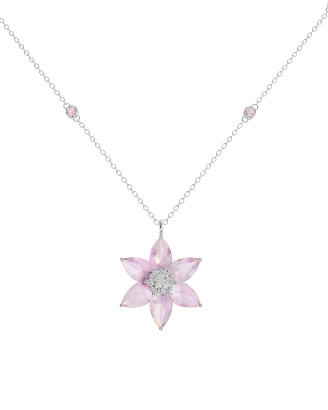 collana pendente con fiore di loto argento