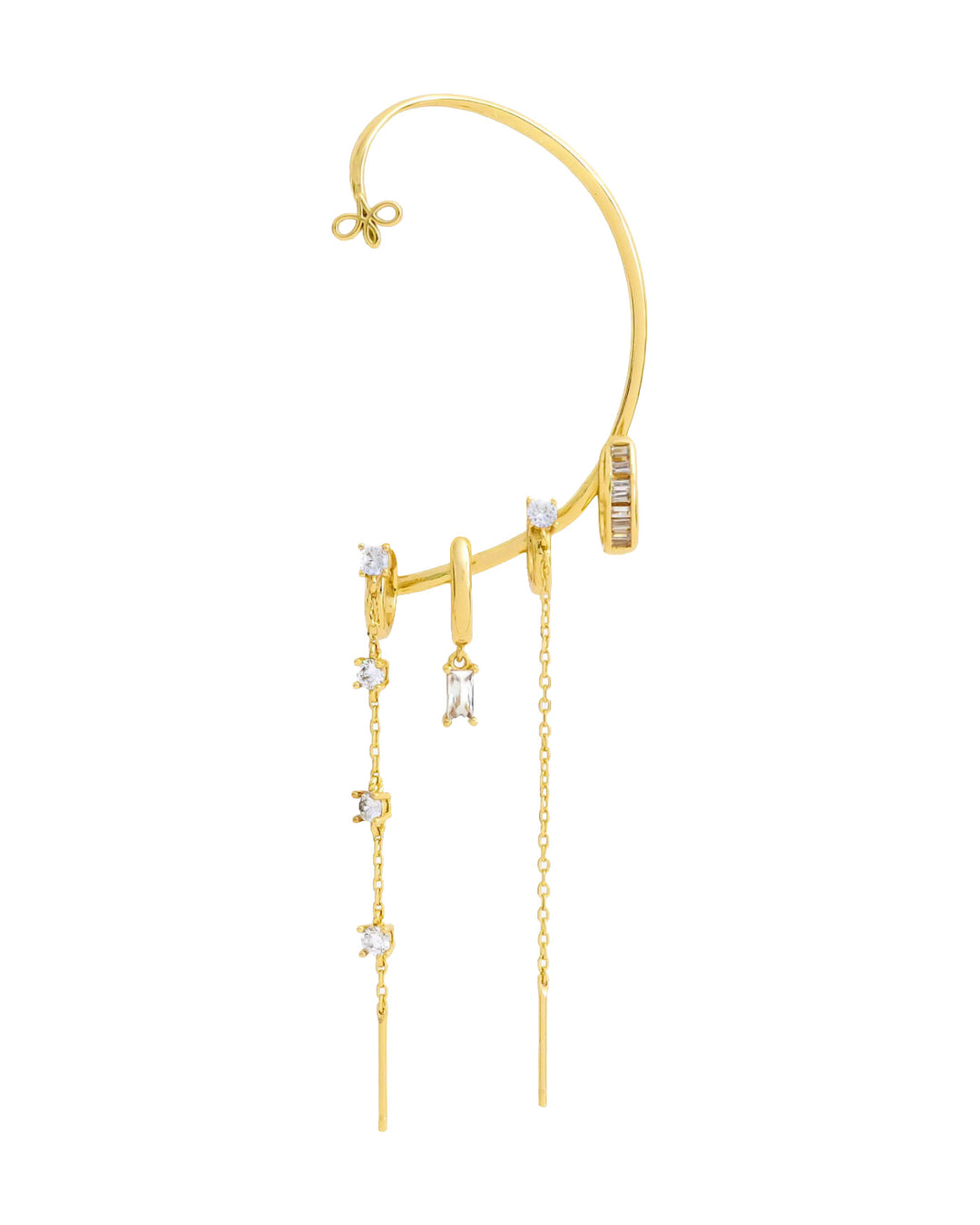 Ear Cuff con Pendenti in Argento Placcato Oro