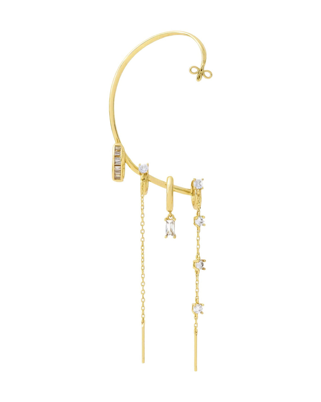 Ear Cuff con Pendenti in Argento Placcato Oro