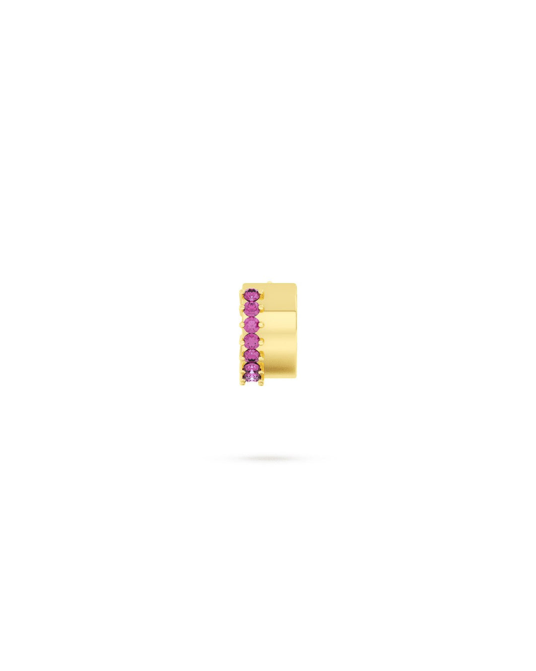 Orecchino a Cerchio Spesso con Zirconie Fucsia oro
