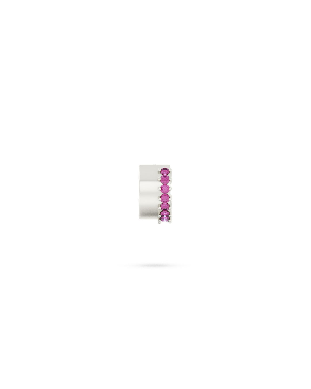 Orecchino a Cerchio Spesso con Zirconie Fucsia argento