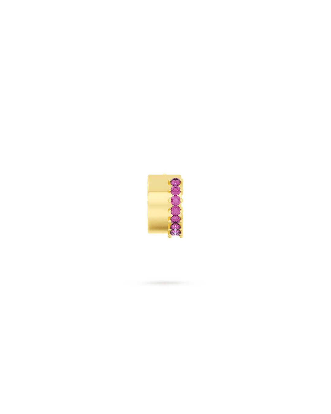 Orecchino a Cerchio Spesso con Zirconie Fucsia oro