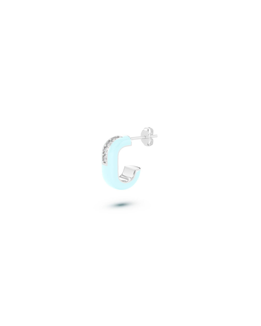hoop piccolo con smalto celeste argento