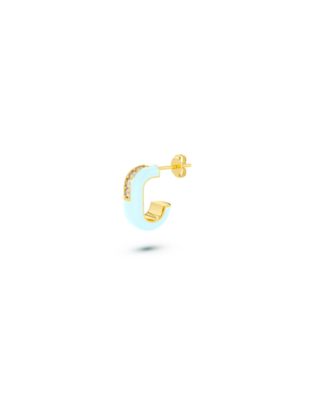 hoop piccolo con smalto celeste oro 