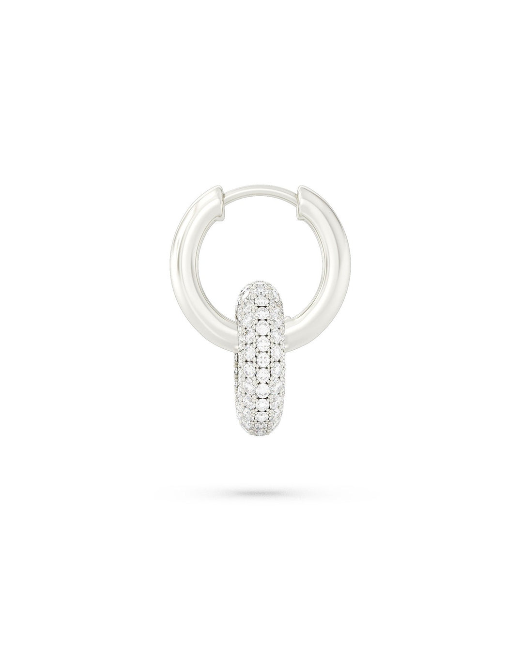 orecchino a hoop con doppio cerchio argento e pavé laterale