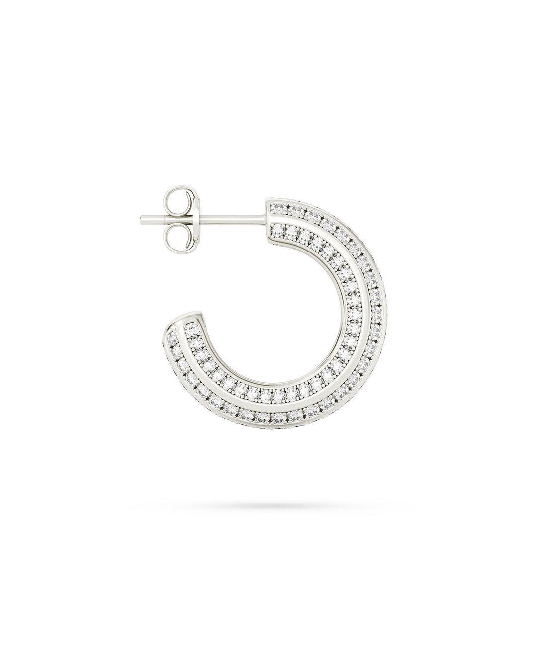 orecchino a cerchio con strisce brillanti vista laterale