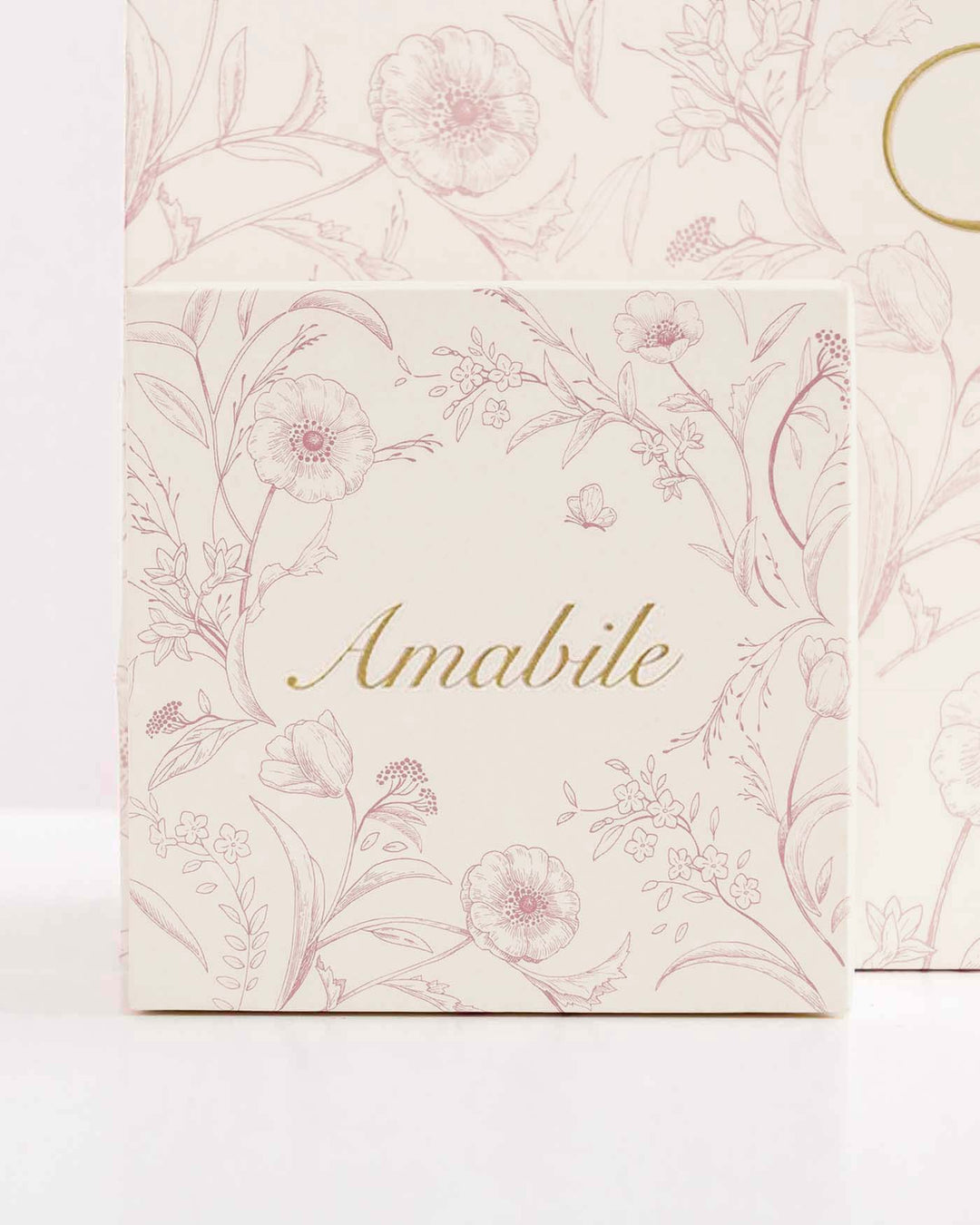 scatolina media con pattern floreale e logo Amabile