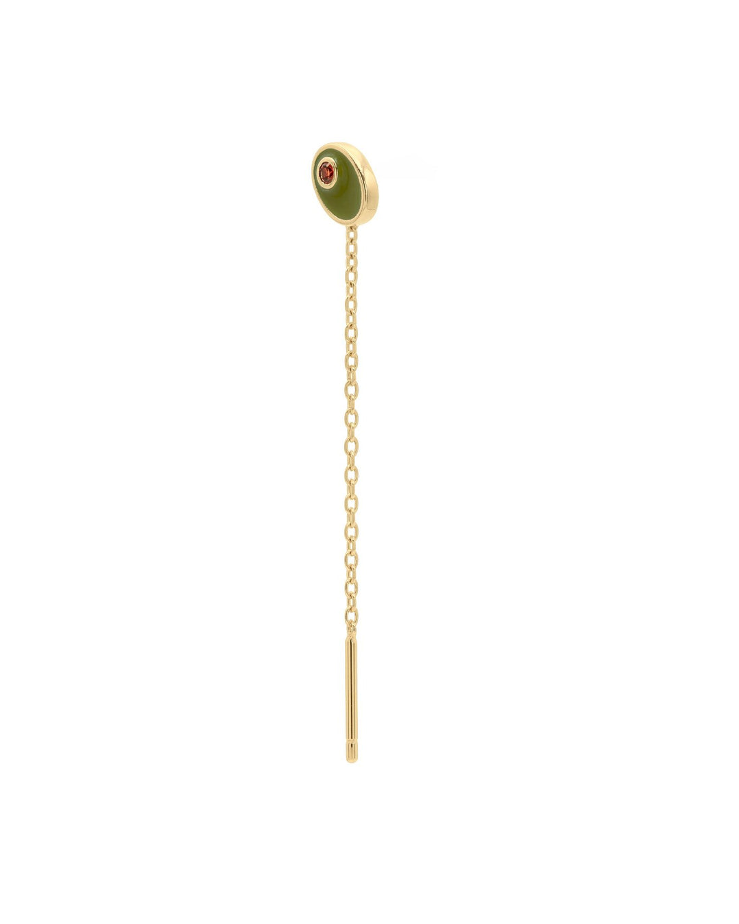 Orecchino saliscendi in argento 925 con oliva smaltata