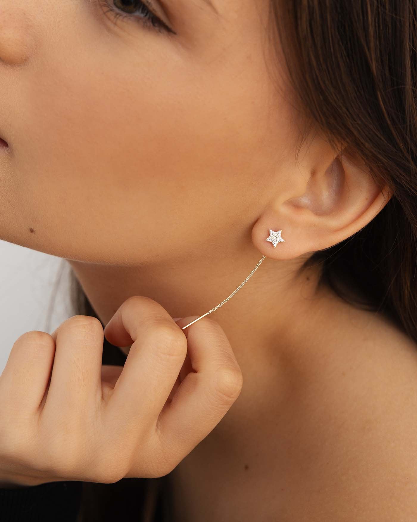 Orecchini Stella In Argento Rosa 925 Con Zirconi Blu - Tutti Gli - Foto 2