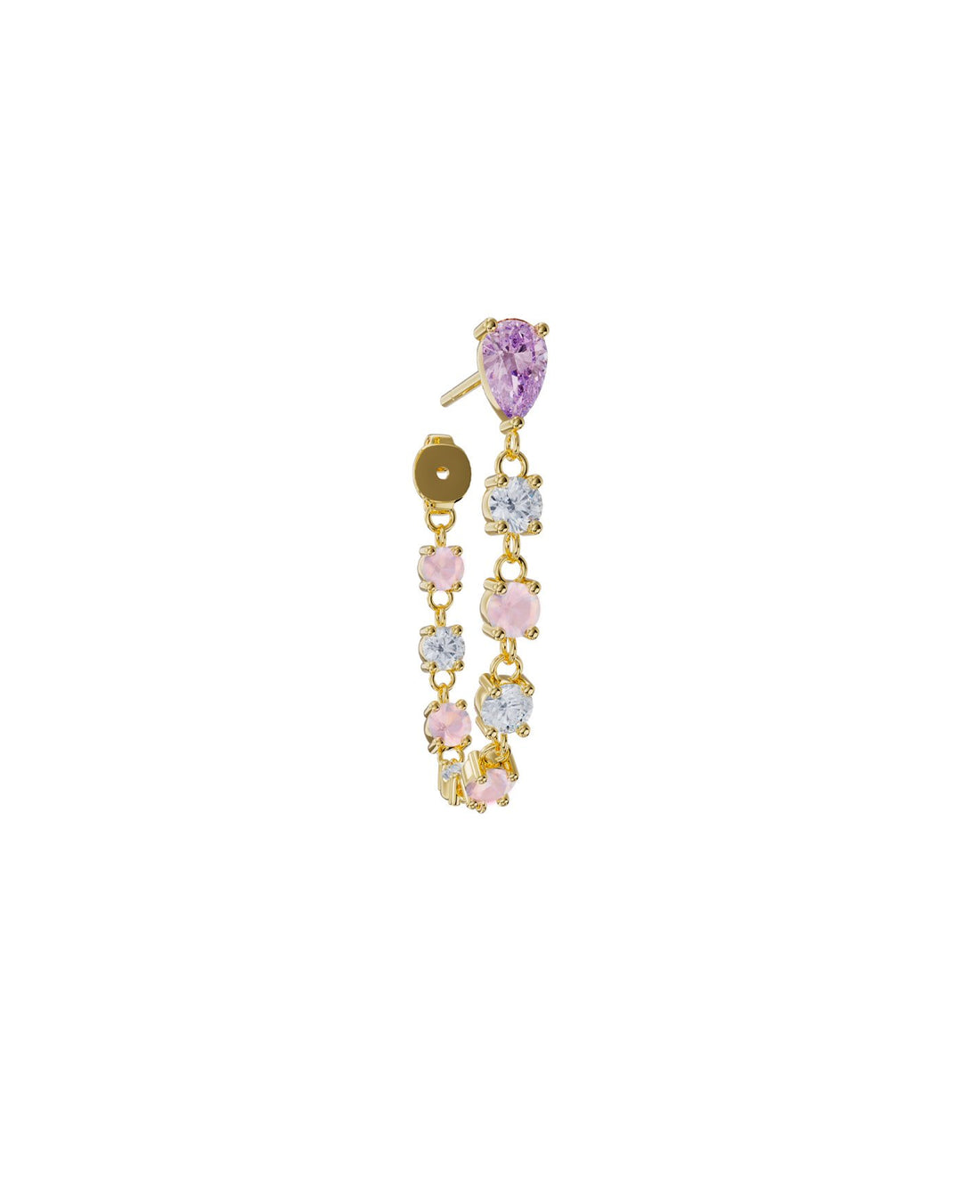 orecchino pendente con catenella zirconata oro