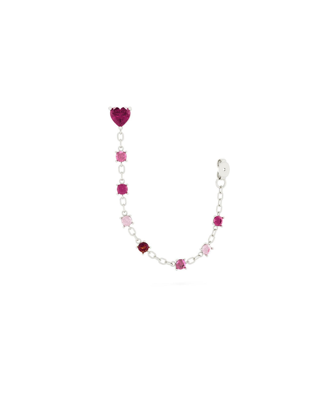 orecchino pendente con punto luce a forma di cuore argento