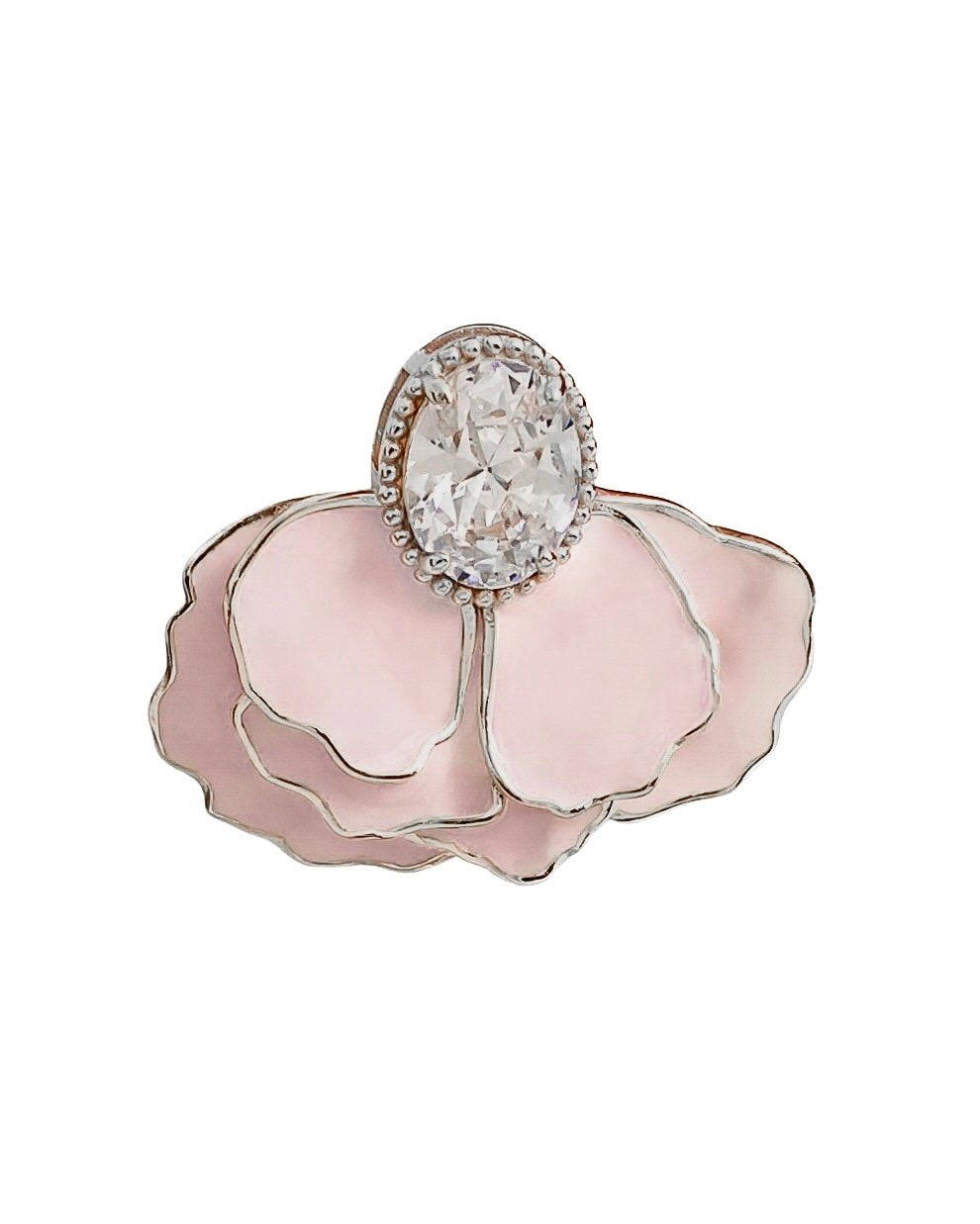 Orecchino a Lobo con Peonia in Ottone con Petali Smaltati