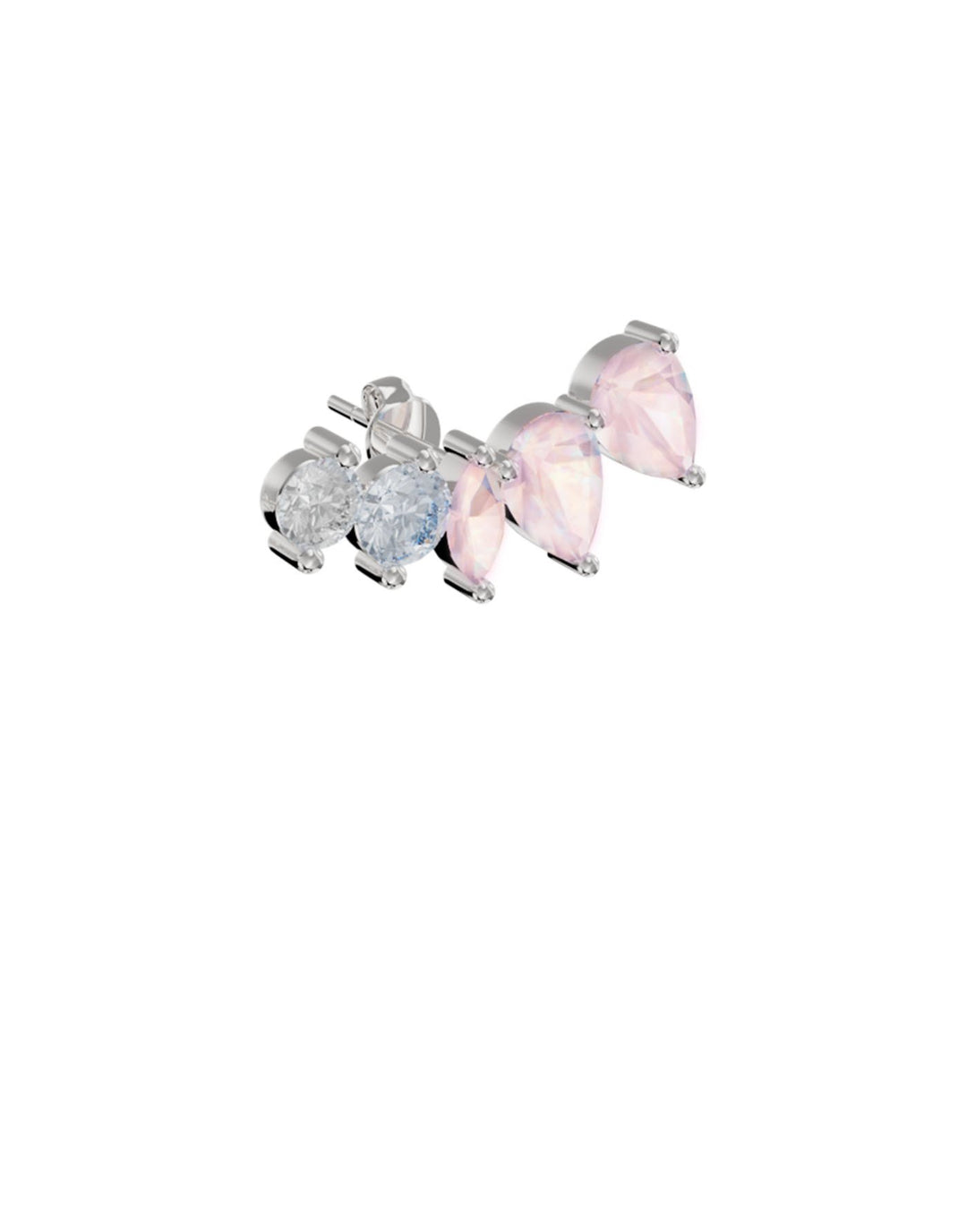 orecchino earclimebr con pietre cipria e bianche vista laterale