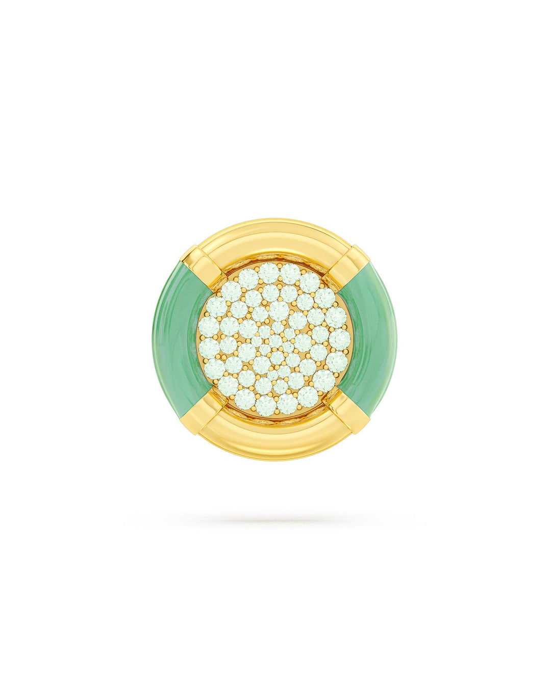 orecchino a bottone verde salvia oro