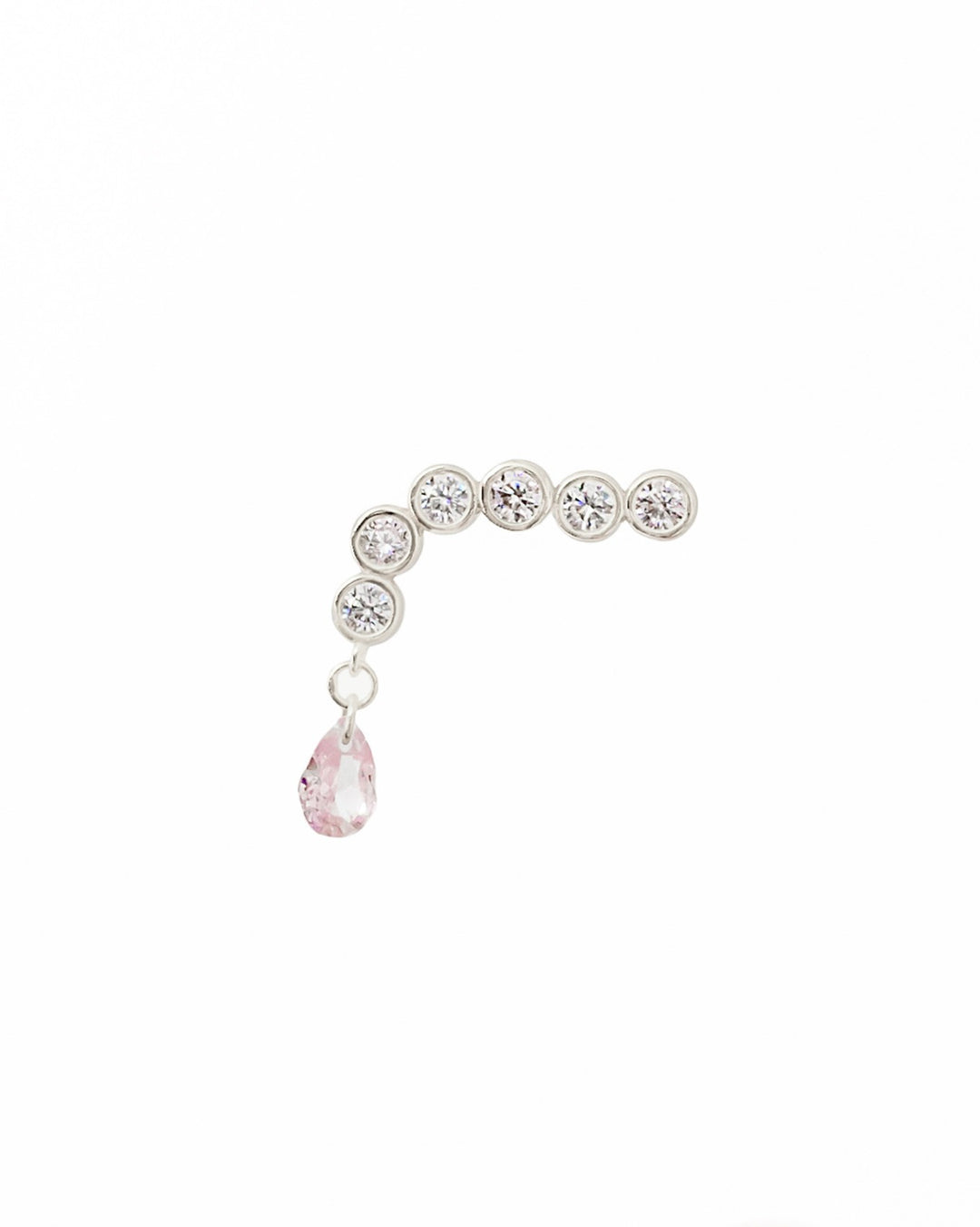 Orecchino Ear Climber in Ottone con Zirconie Rosa e Bianche