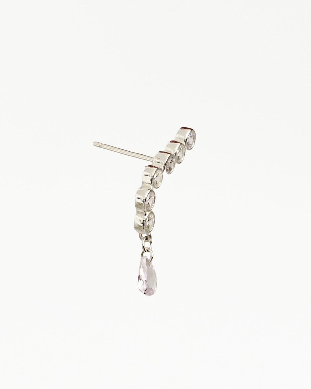 Orecchino Ear Climber in Ottone con Zirconie Rosa e Bianche