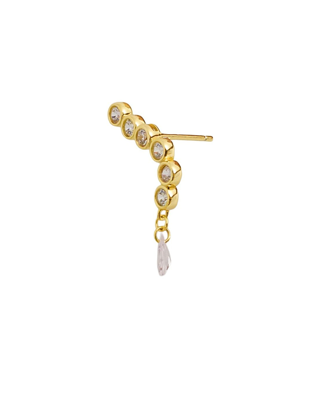 Orecchino Ear Climber in Ottone con Zirconie Rosa e Bianche