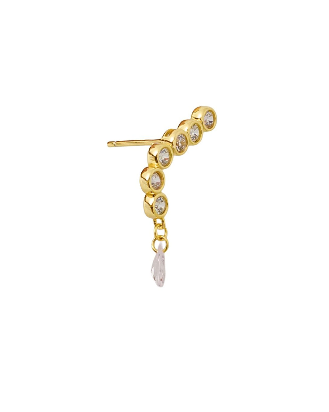 Orecchino Ear Climber in Ottone con Zirconie Rosa e Bianche