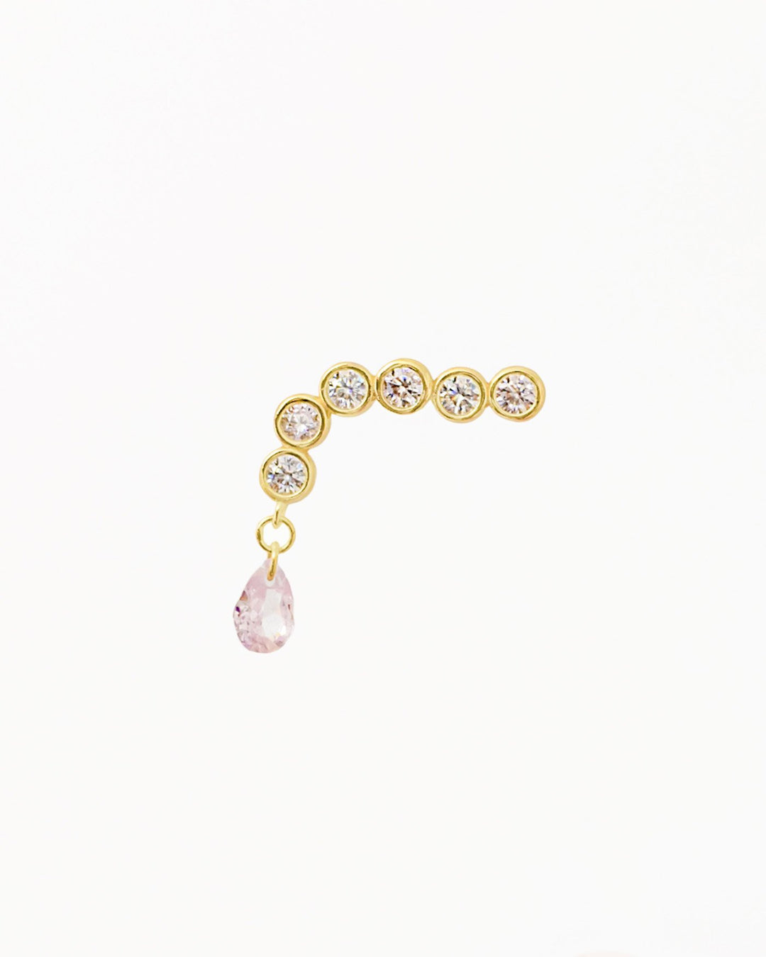 Orecchino Ear Climber in Ottone con Zirconie Rosa e Bianche
