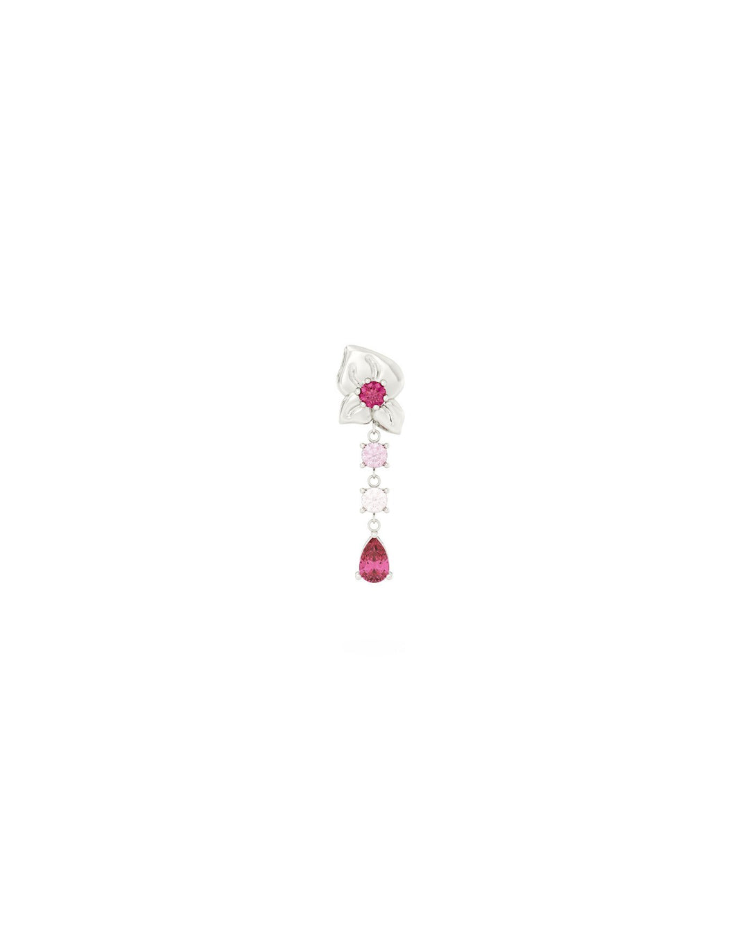 orecchino pendente corto con bocciolo di rosa argento