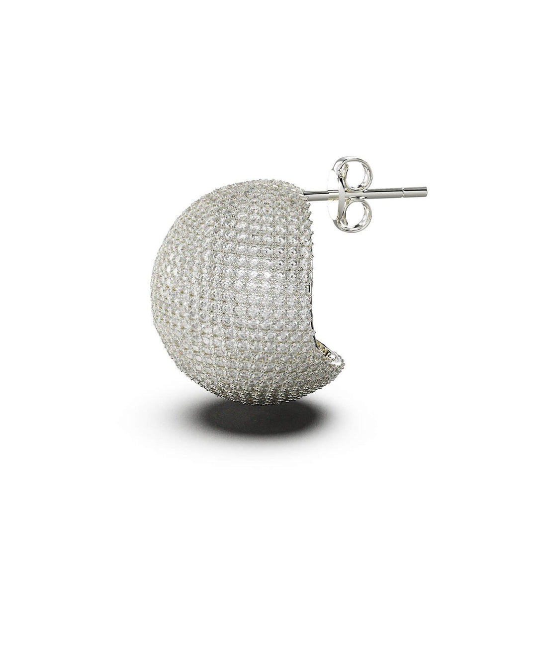 orecchinio sfera pave argento laterale