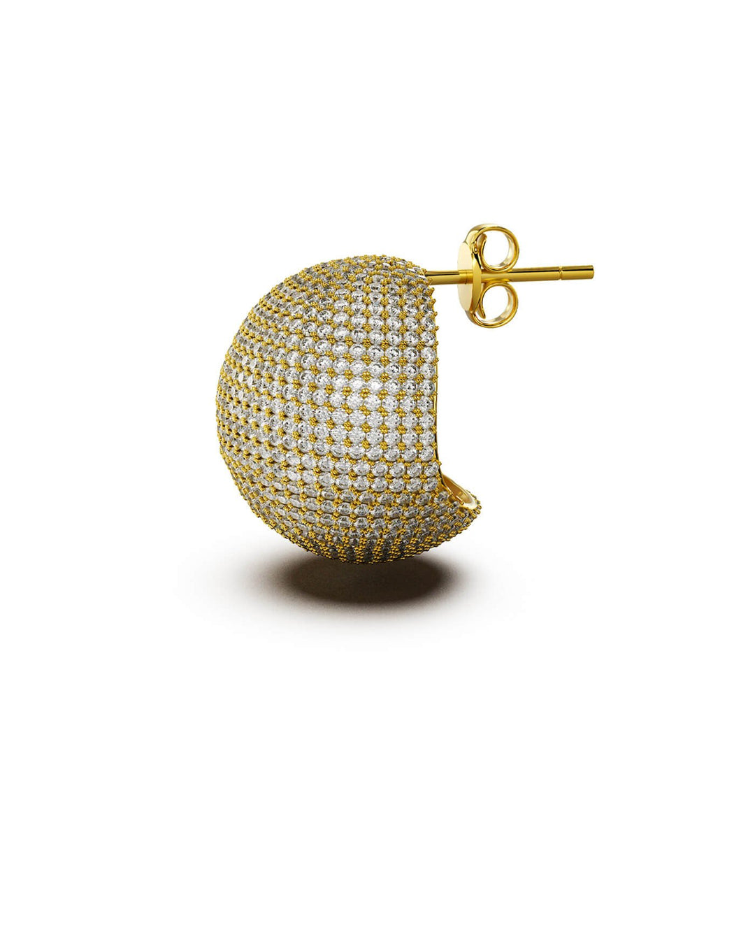 orecchino sfera pave placcato oro laterale