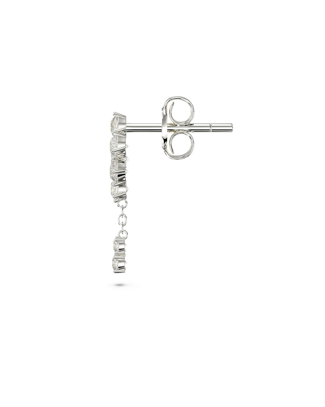orecchino pendente argento con pietre bianche vista laterale