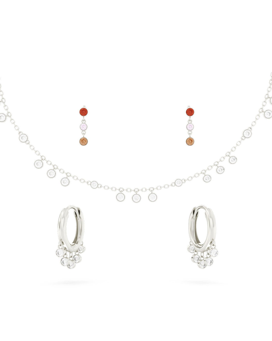 set di orecchini e choker con pendenti in stile gipsy in argento