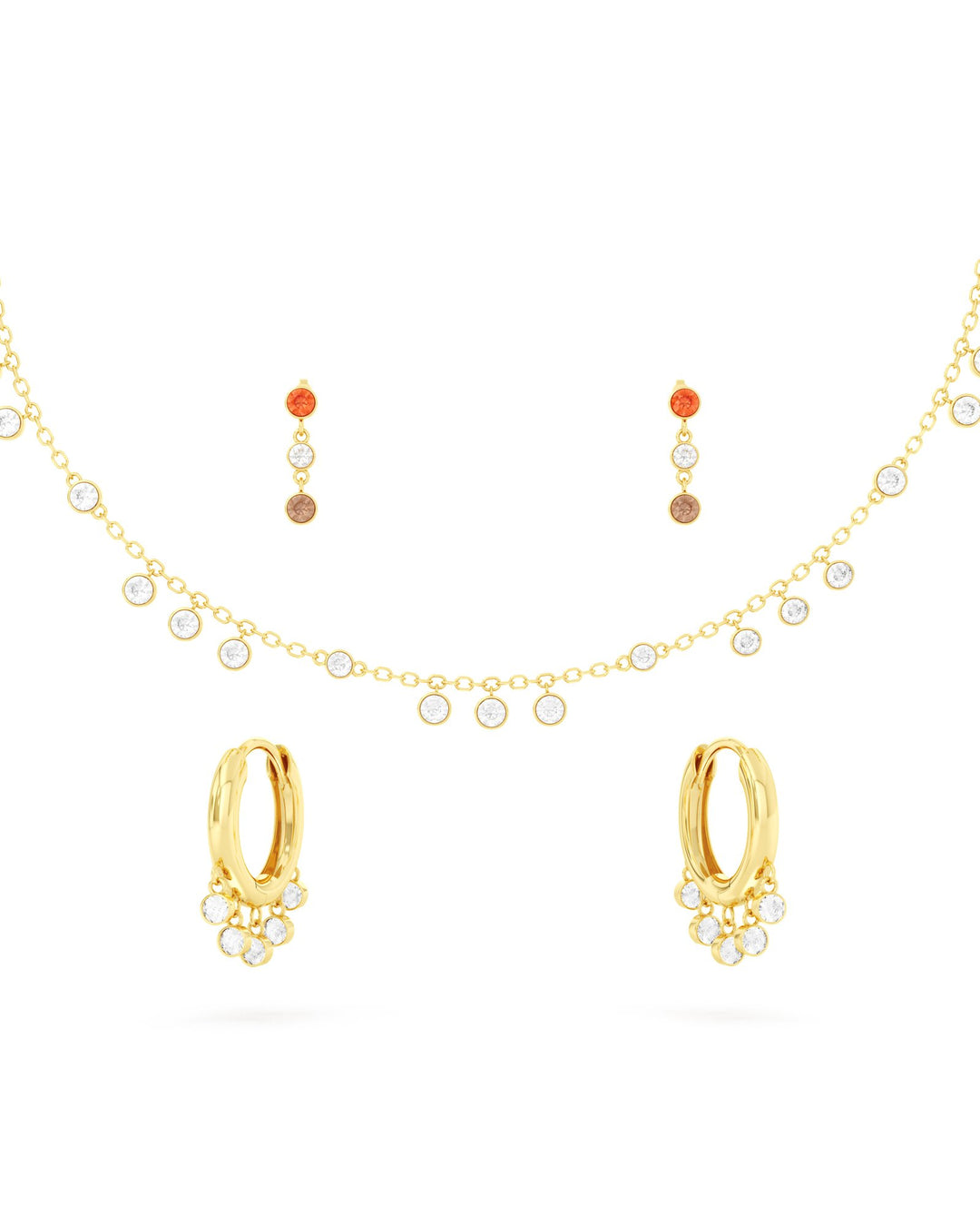 set di orecchini e choker con pendenti in stile gipsy in argento placcato oro