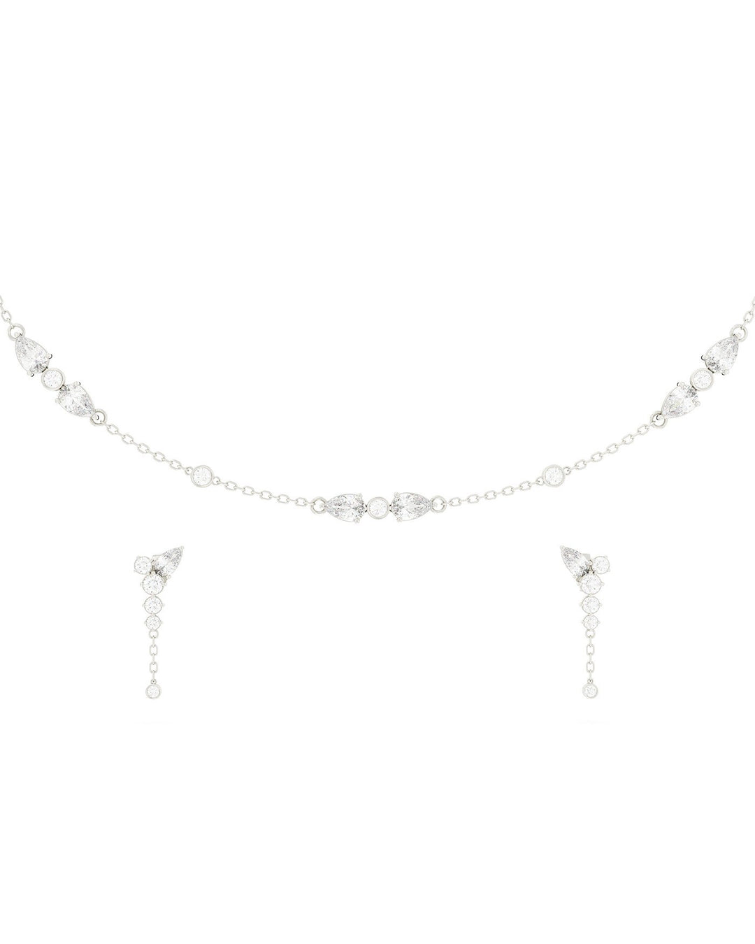 set gioielli collana e orecchini con pietre bianche