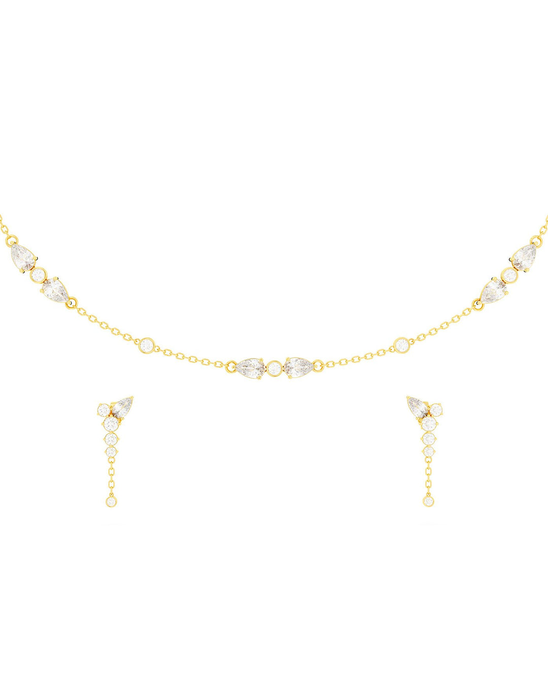 set gioielli collana e orecchini con pietre bianche