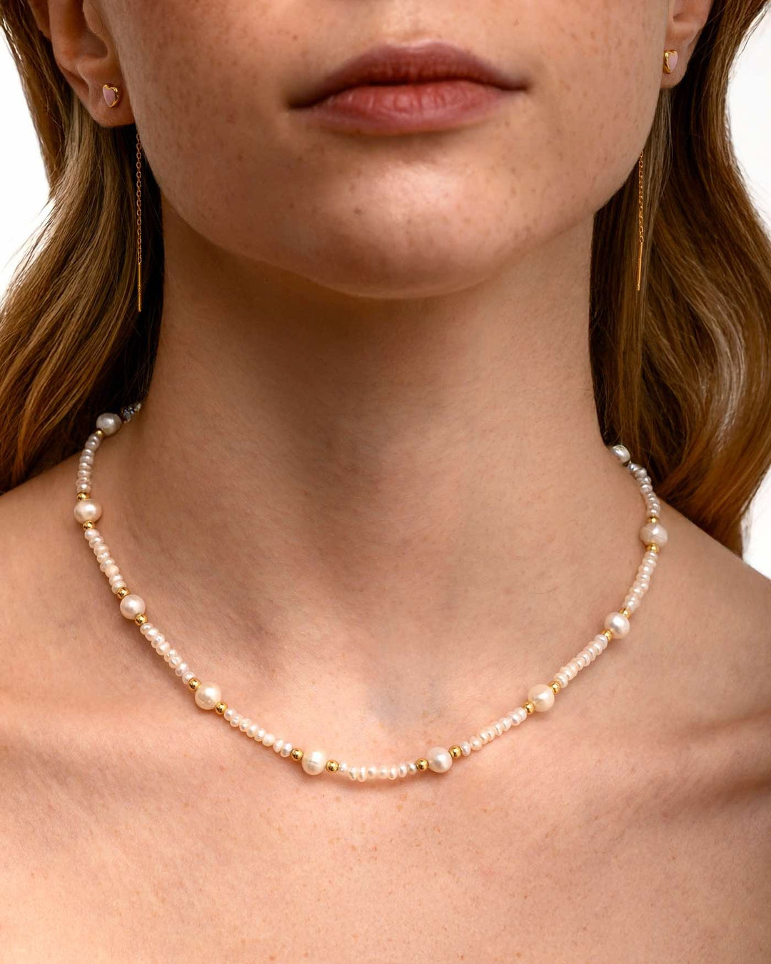 close up indossato collana set heartbeat oro