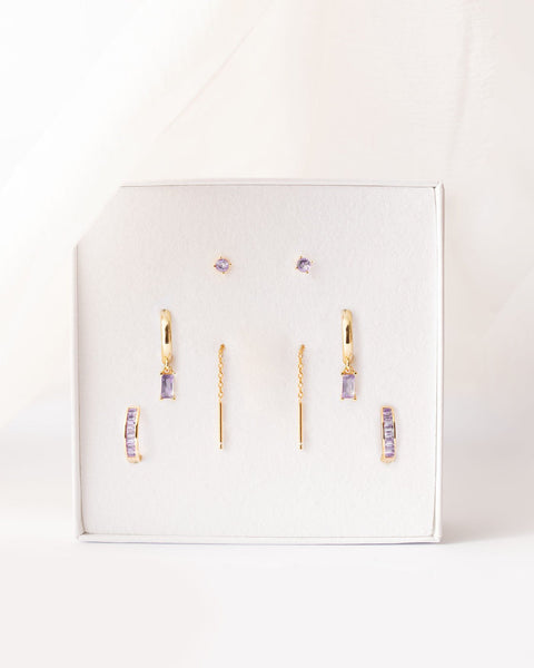 Set 3 Paia Orecchini Donna Placcato Oro 14K Con Zirconia - Anallergici E Leggeri