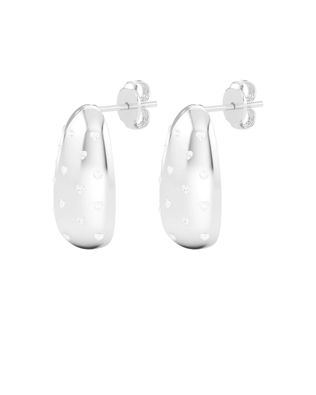 orecchini a goccia con zirconi a forma di cuore vista laterale