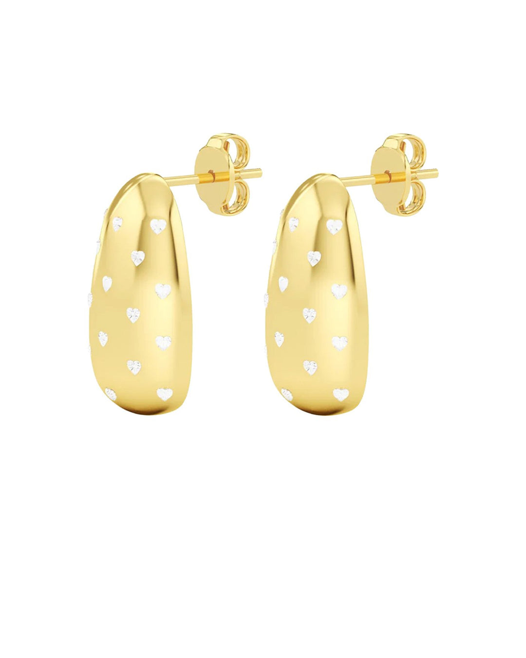 orecchini a goccia con zirconi a forma di cuore vista laterale