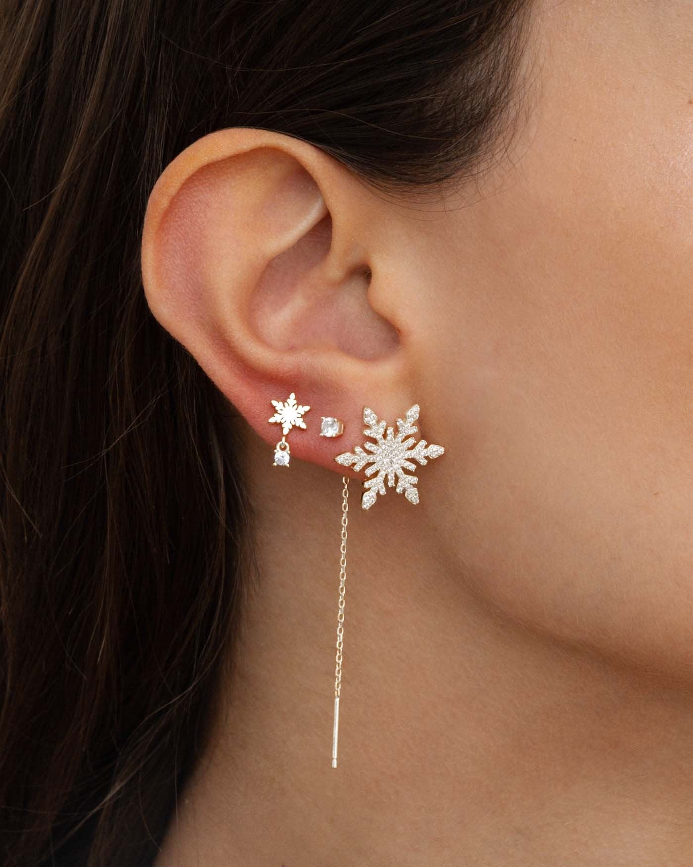Gemelli Natalizi A Fiocco Di Neve Per Lui E Lei – Con Zirconia Cubica E Motivo Floreale Ghiacciato, Ideali Come Regalo Di Natale