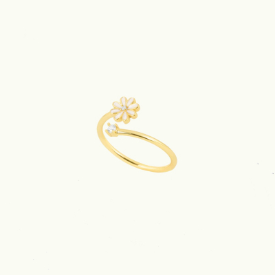 Anello toi et moi con margherita e zircone bianco in argento 925 placcato oro