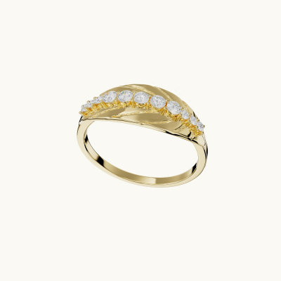 anello con foglia placcato oro