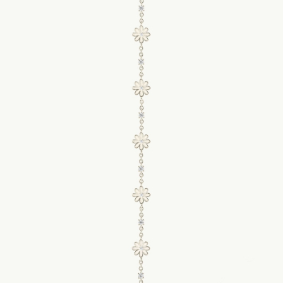 Bracciale con margherite bianche e zirconi in argento 925