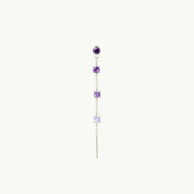 Orecchino pendente con punti luce viola in argento 925
