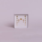 set composto da due charmi luce verdi, due orecchini petals e un orecchino froggy placcati oro